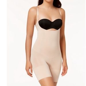 NWOT SPANX OnCore Open-Bust Mid-Thigh Bodysuit Nude